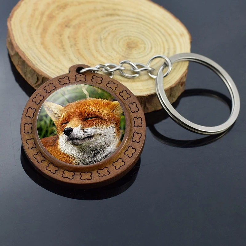 Деревянный брелок для ключей с изображением лисы деревянные брелки милой