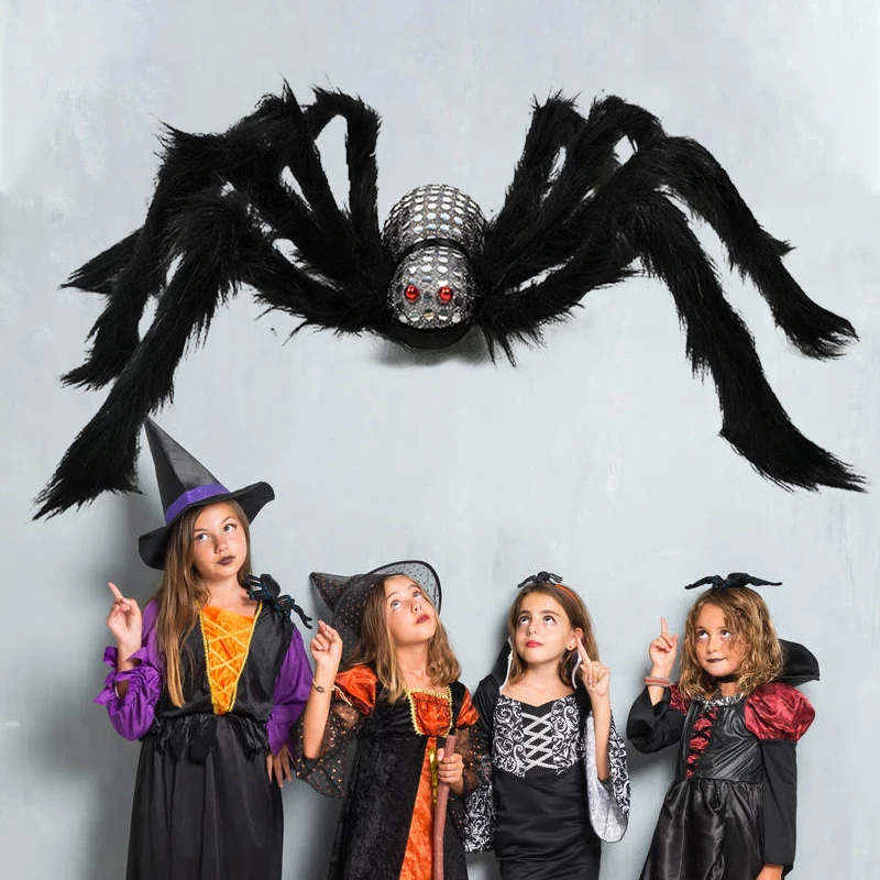 

75cm plush Black Spider Halloween Decoration prop Black Spider Haunted House Prop Indoor Outdoor Giant Decor Simulation Spider