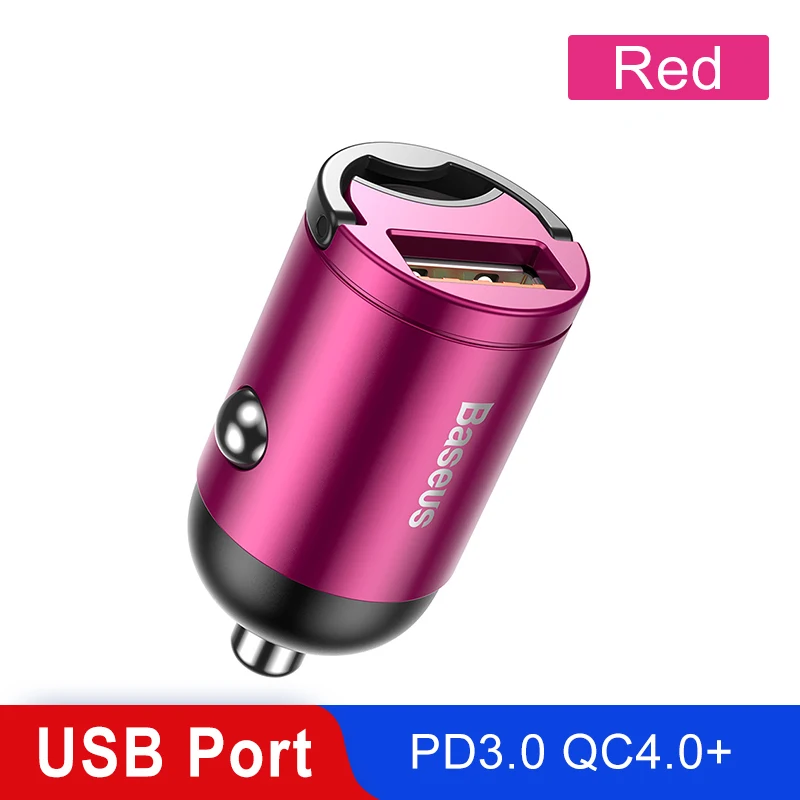 Baseus Quick Charge 4,0 3,0 USB C автомобильное зарядное устройство для huawei P30 Xiaomi Mi9 мобильный телефон QC4.0 QC3.0 type C PD 3,0 Быстрая зарядка автомобиля - Тип штекера: Red 1 USB