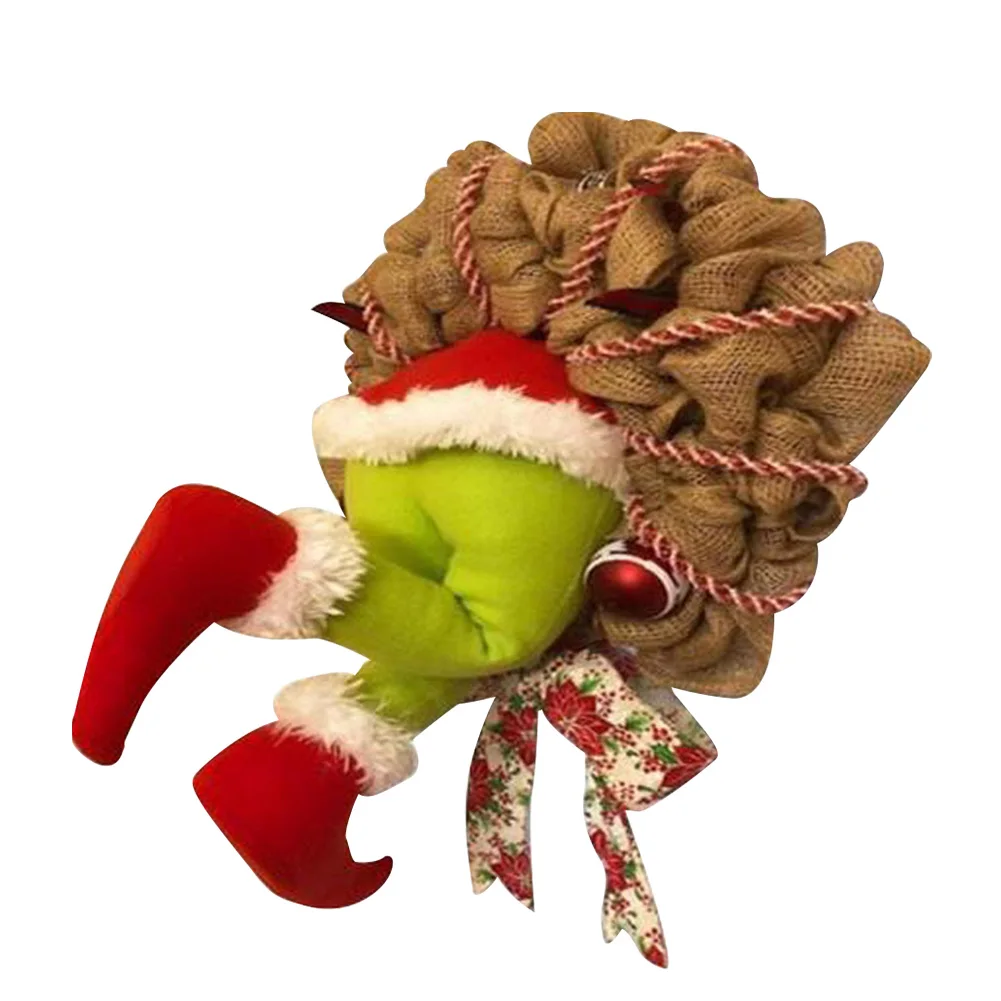 

Christmas Wreath Indoor Outdoor Thief Design Door Hanging Cloth Reusable Stealer Window Party Decoration Holiday DIY Festival