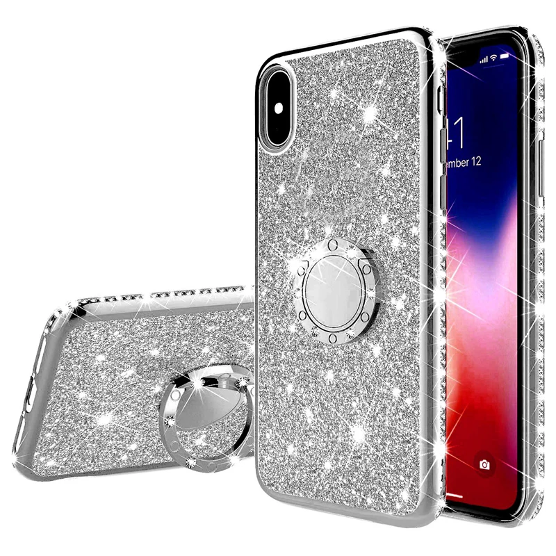 Блестящий чехол со стразами для iphone 11 Pro XS MAX XR 10X7 8 Plus 6 6 s, мягкий силиконовый чехол из ТПУ с бриллиантами для девушек