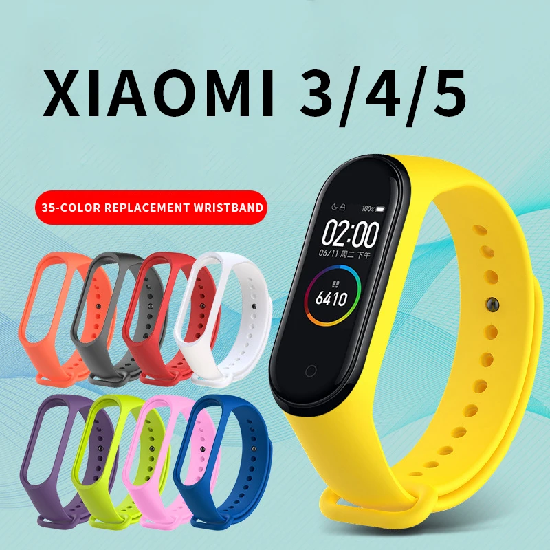 

23colors Smart watch band for xiaomi Mi Band 5/4/3 silicone Replacement strap mi5 MI4 Accessories Sport Wristband black Gray