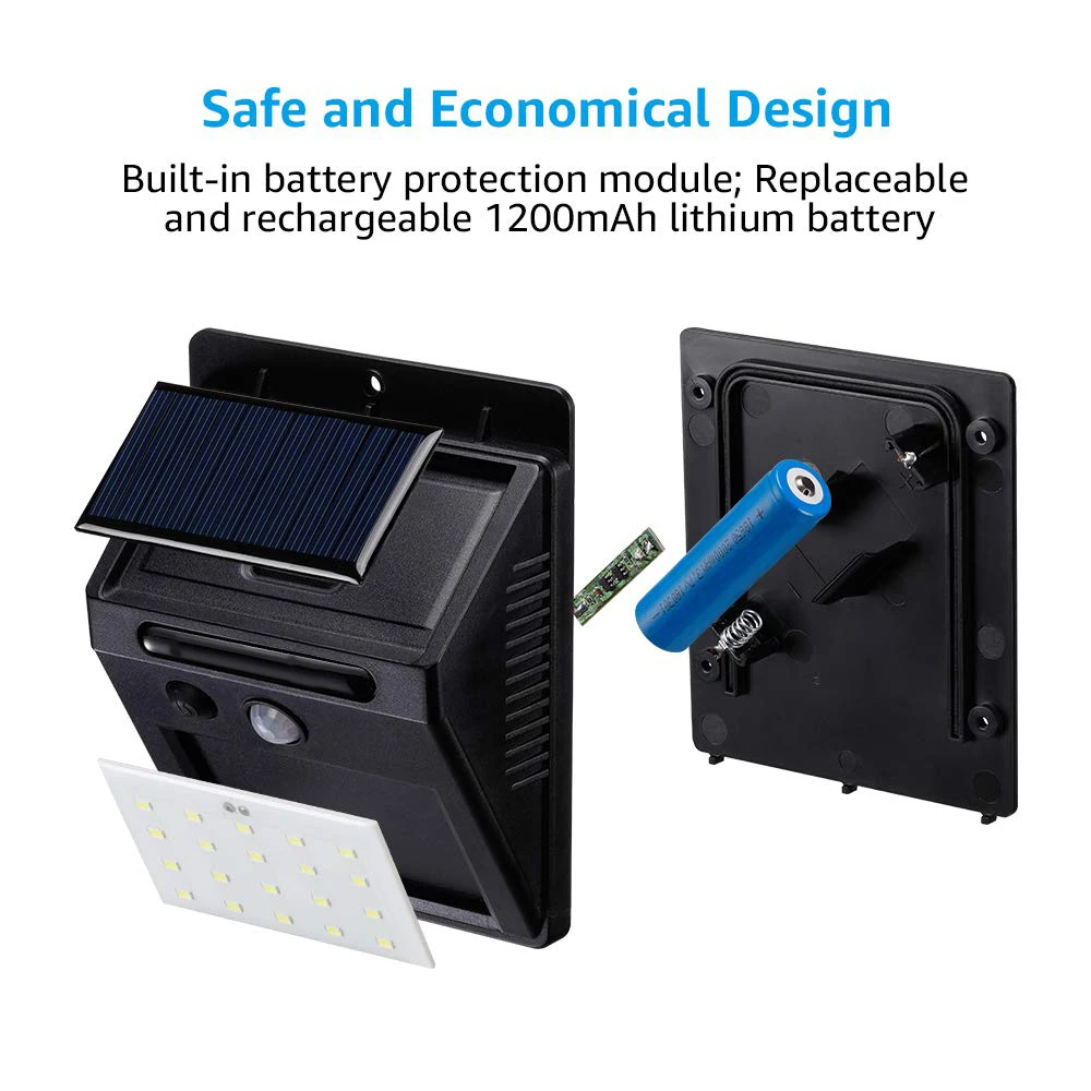 Настенный светильник на солнечной батарее с датчиком движения светодиодный