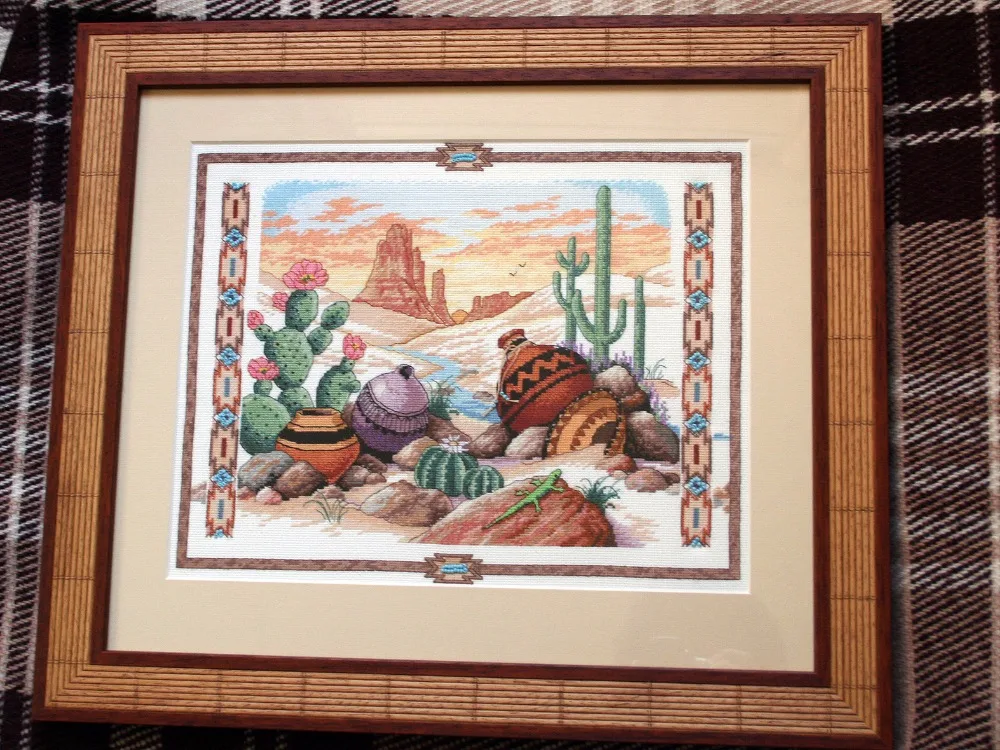 

11/14/18/25/22/28 Cross Stitch Kit Charm of the Southwest Mesa Still Life Desert Mountain Pot Cactus Cacti dim 03883