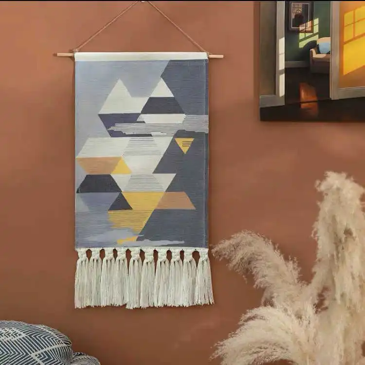 

Home Boho Decor Macrame Cotton Tassel Handmade Woven Wall Hanging Tapestry geometric canvas wall Art background cloth tapestry