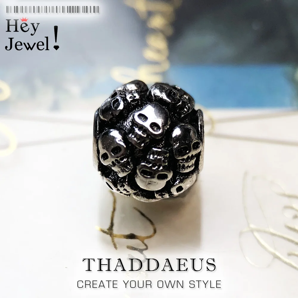 

925 Sterling Silver Fashion DIY Accessories High Quality Big Hole Skull Bead Fit For Vintage Europe Skeleton Beads for Bracelet