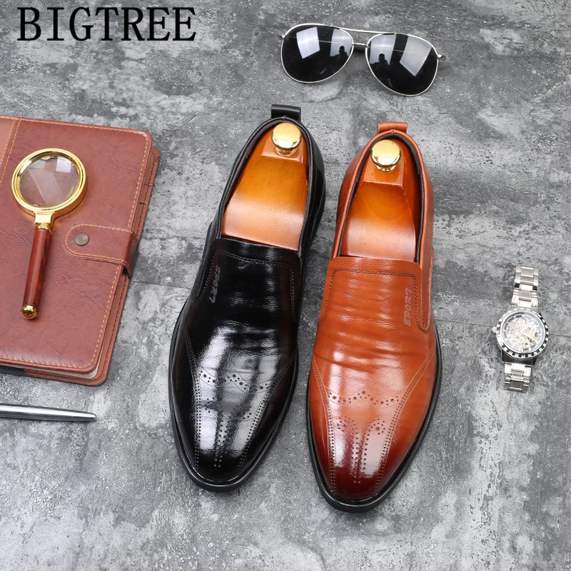 

Mens Formal Shoes Genuine Leather Brogue Shoes Men Classic Loafers Designer Shoes Men Dress Big Size 48 Sepatu Slip On Pria Buty