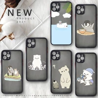 cute penguin phone case for iphone 13 12 11 8 7 plus mini x xs xr pro max matte transparent cover