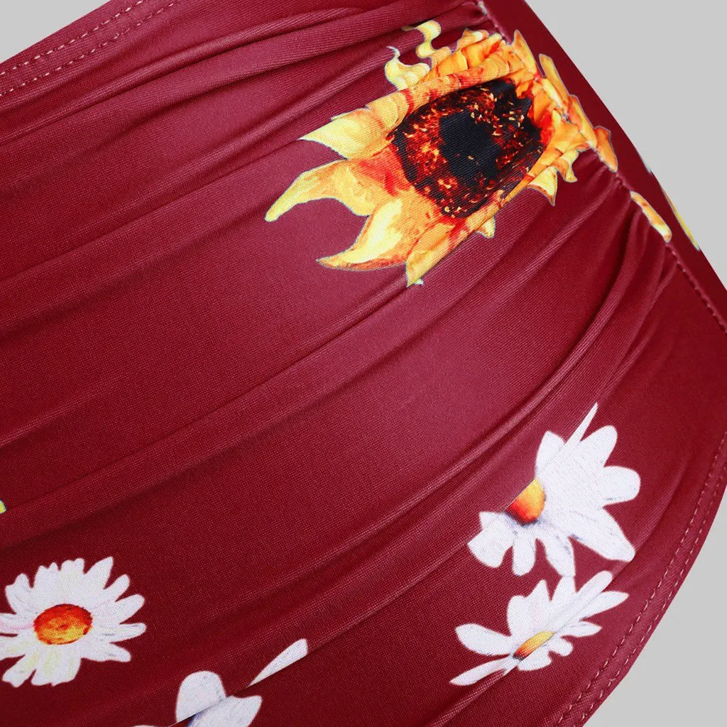 

Home&Nest Women's Sexy Bikini Set Two Piece High Waisted Women Push-Up Padded Plus Size Sunflower Print Swimsuit Beachwear 2020