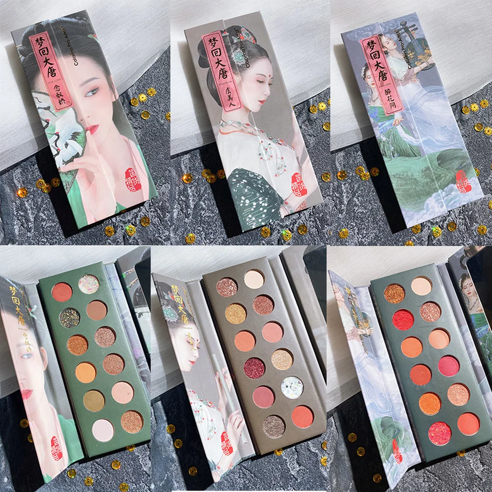 Тени для век в стиле династии Тан компактные ослепительные розовые жемчужные