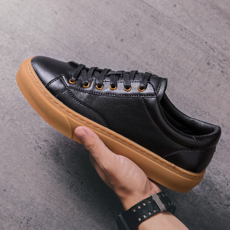 Men GenuineLeather Shoes Classic Leather Casual Comfortable Breathable Sneakers Fashion Lace Up Non-Slip Flats C4 | Обувь