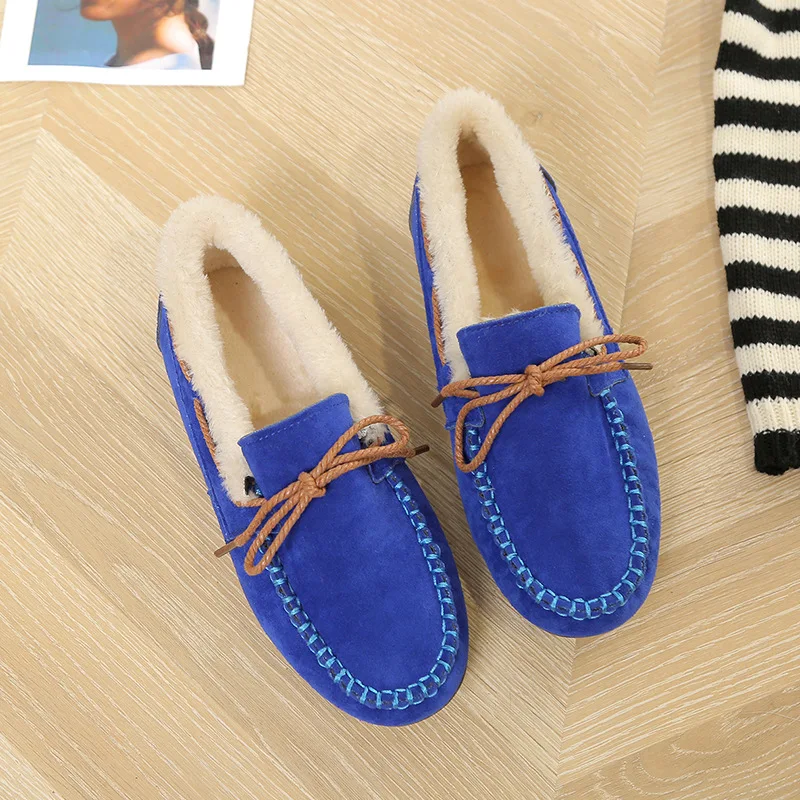 

Slip On Shoes For Women Square Toe Bow-Knot Loafers With Fur Casual Female Sneakers Flats Modis Slip-on Butterfly Moccasin New D