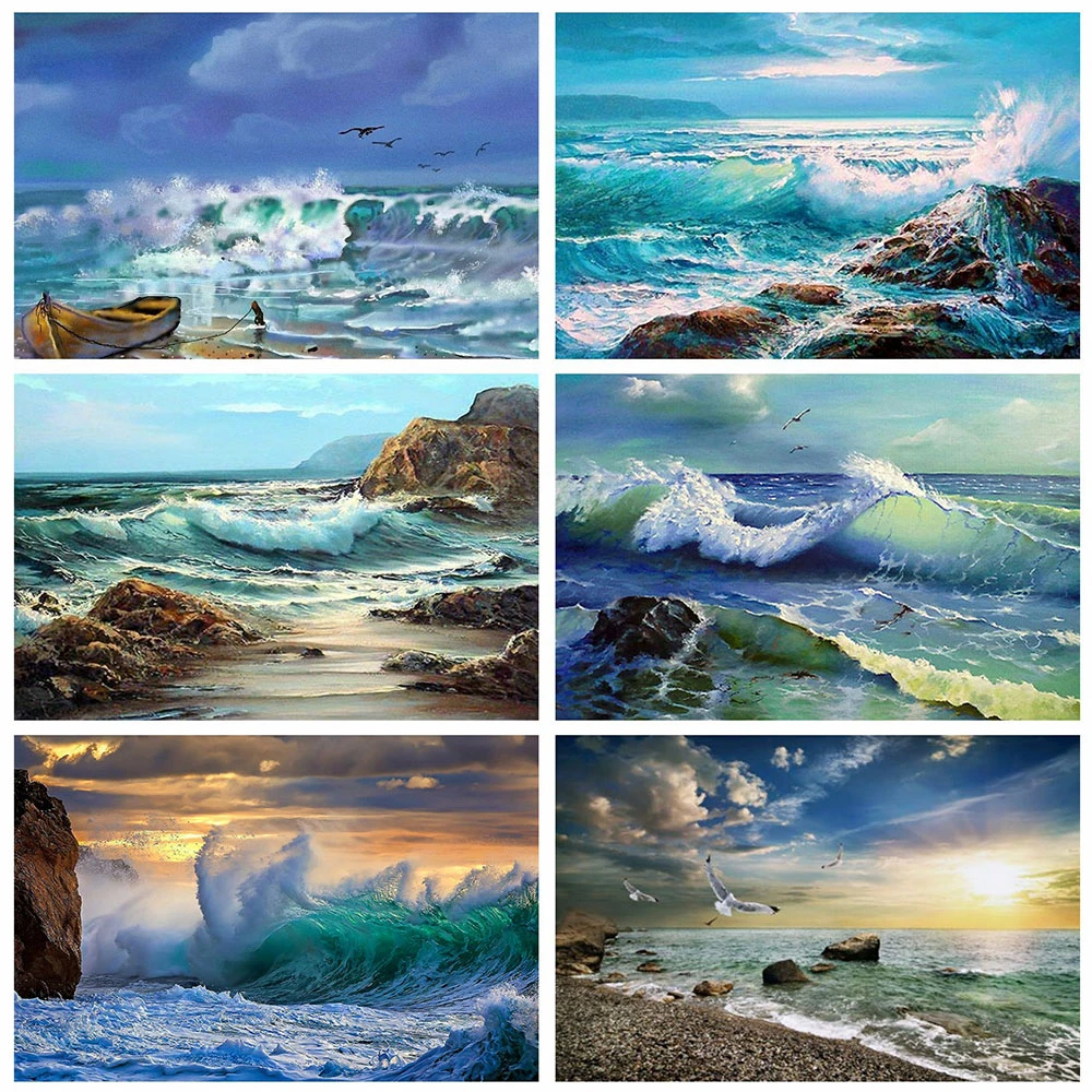 

ZOOYA 5D DIY Diamond Embroidery Sea Cross Stitch Full Square Diamond Painting Scenery Crafts Kit Home Decoration