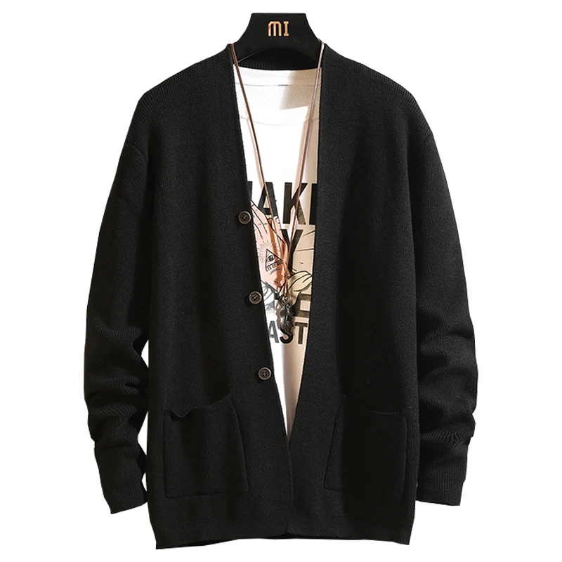 

2021 Sweater Mens Cardigan Slim Fit Jumpers Knitred Overcoat Autumn Korean Casual Men V-Neck Sweatercoat Male Sweaters
