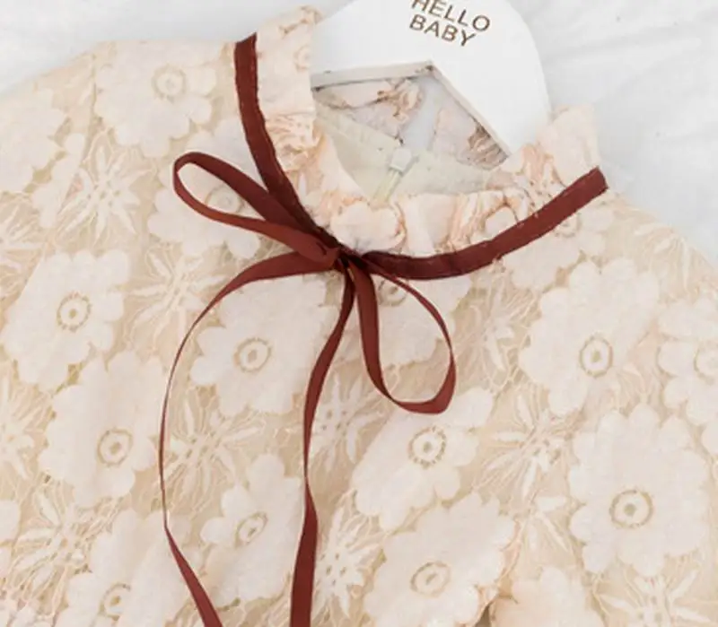 

Teenage Girls Dress 2020 Autumn New Apricot Lace Long Sleeve Princess Dress Kids Clothes 4-12T E4505