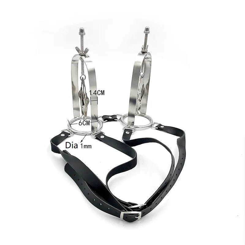 

Leather Bondage female Stainless Steel adjustable torture play Clamps metal Nipple clips breast BDSM Restraint Fetish sex toy