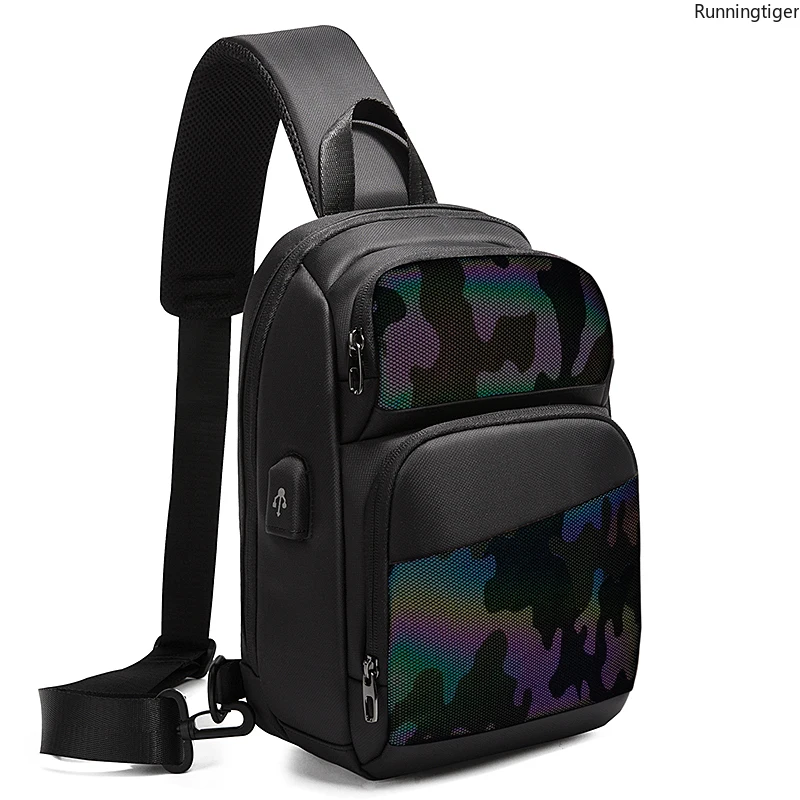 

Anti-theft Lock Fashion Upscale Chest Bag Men Shoulder Bags USB Charging Crossbody Bags Summer Short Trip Travel Messengers Bag