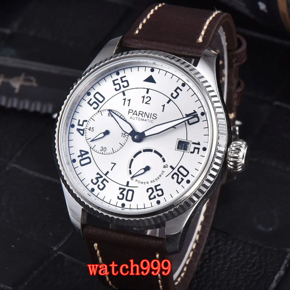 Часы мужские механические с ремешком из кожи 45 мм|Мужские часы| |