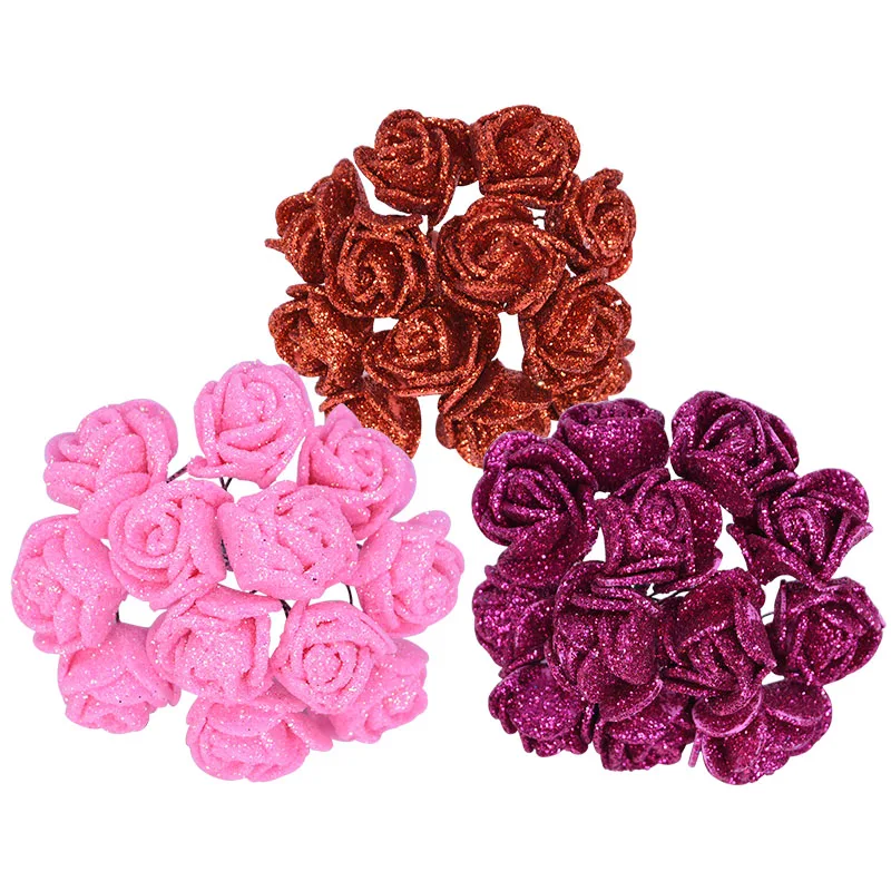 72 шт. искусственные розы с блестками 2 см|Искусственные и сухие цветы| |