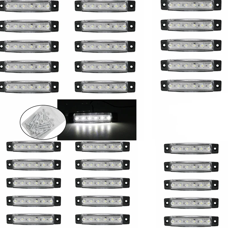 30 pcs white 12/24V 6 светодиодный красный+ белый+ желтый прицеп пикап Боковые указатели поворота Габаритные светильник грузовик Грузовые автомобили автобус оформление Боковой габаритный фонарь - Цвет: 30 pcs white