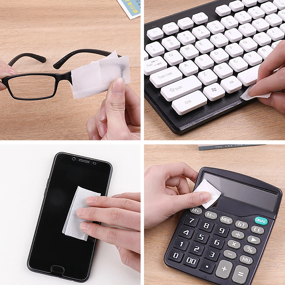 100 шт. очки чистящая ткань одноразовые Бумага влажные салфетки Портативный