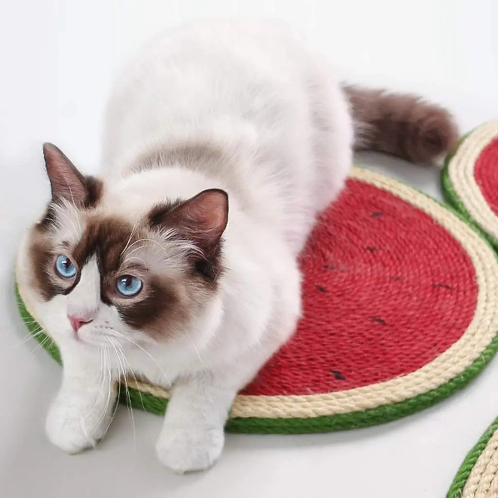 

Cat Scratching Board Red Watermelon Shaped Sisal Cat Scratching Mat Balcony Cat Bed