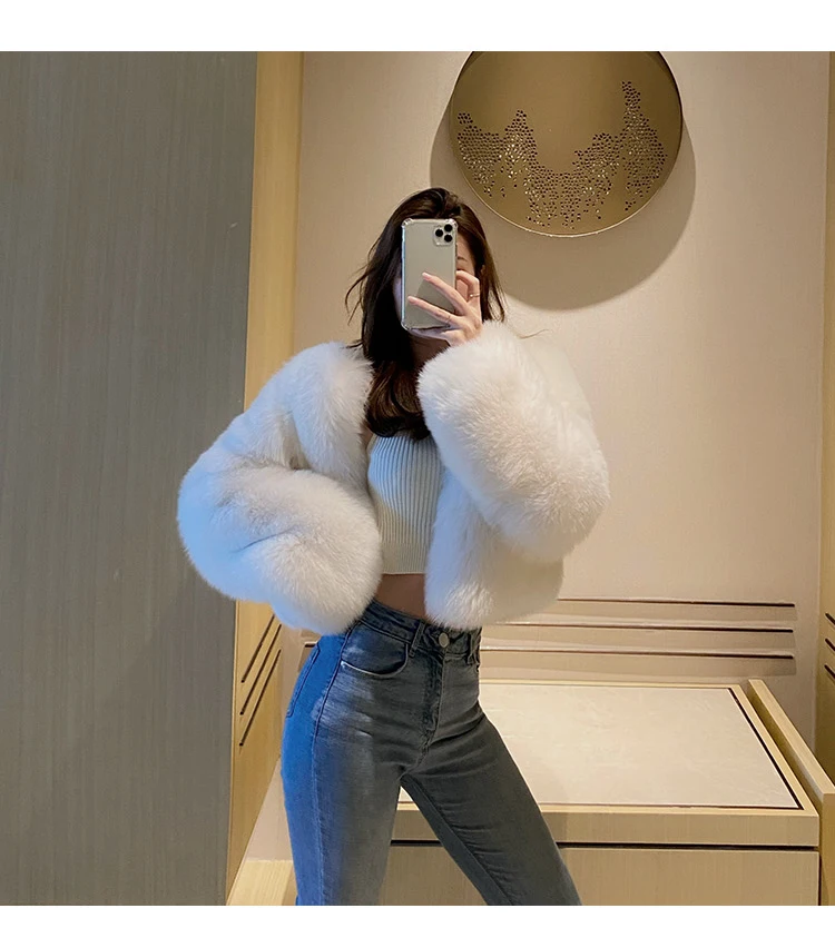 

Warm Wholeskin Women's Clothing 2021 Short Thicken 100% Fox Fur Natural Fur Coat jackets ladies winter