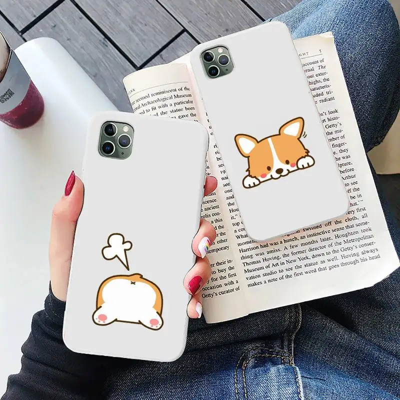 

Corgi Funny Cute Dog kid Phone Case Candy Color for iPhone 6 6S 7 8 11 12 XS X SE 2020 XR mini pro Plus MAX funda
