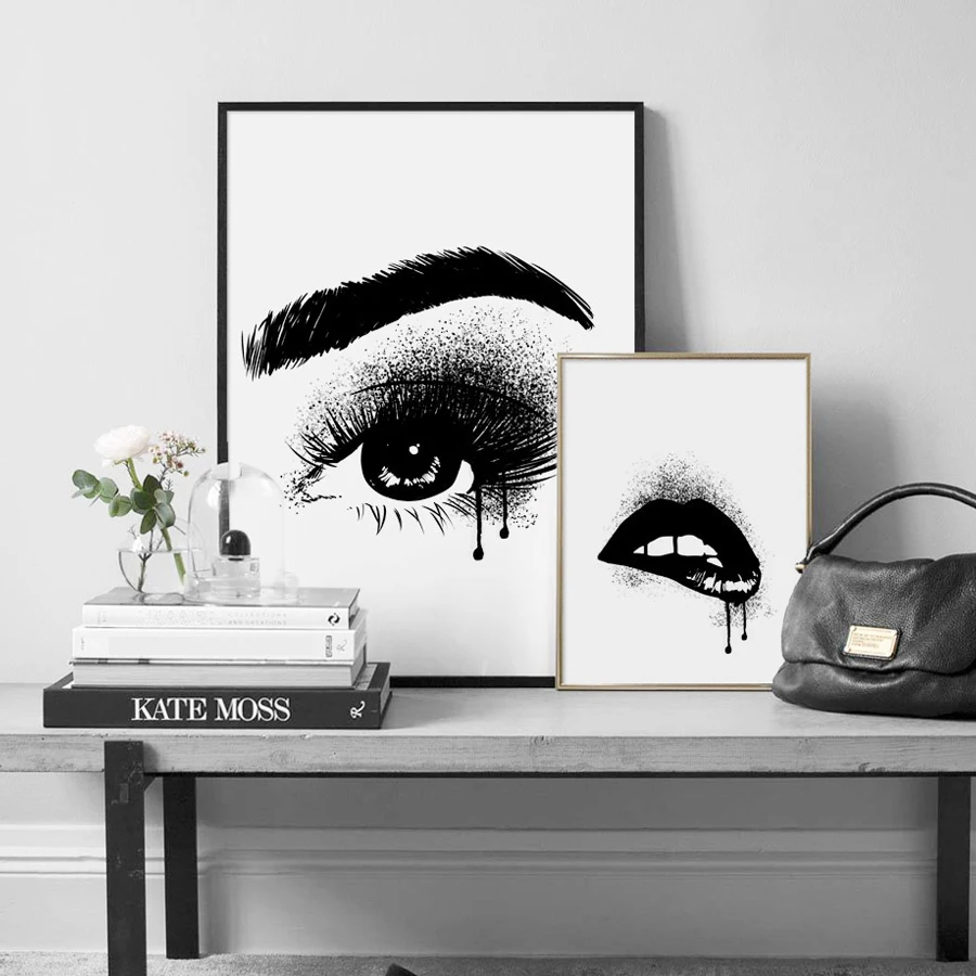 Скандинавском стиле модные черно-белые губы очаровательный глаз 5d мозаика