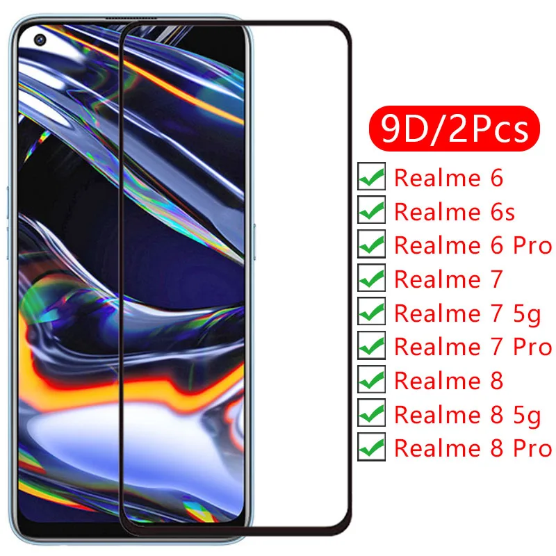 

9d screen protector tempered glass case for realme 6 7 8 pro 5g 6s cover on realmi 6pro 7pro 8pro s6 protective phone coque bag