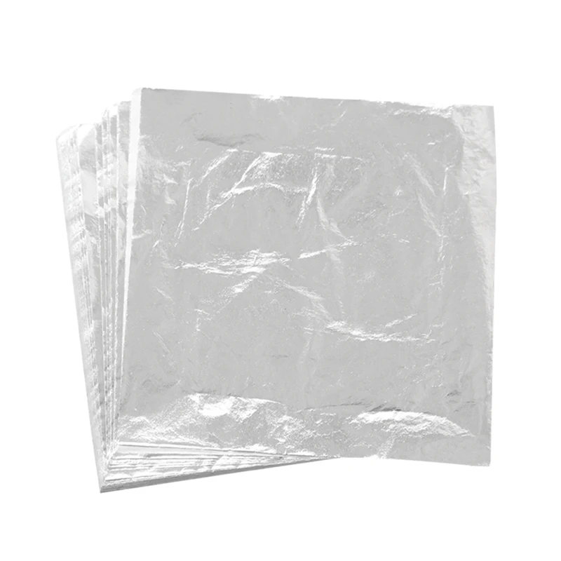 

1000pcs 14cm Aluminum Foil Imitation Silver Leaf Sheets Gilding for Wall Home Christmas Decoration Crafts Gilded Glitter Paper