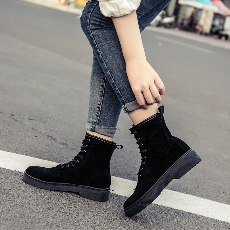 Женские ботинки Осенне-зимняя обувь повседневные низкие Martin Нескользящие теплые