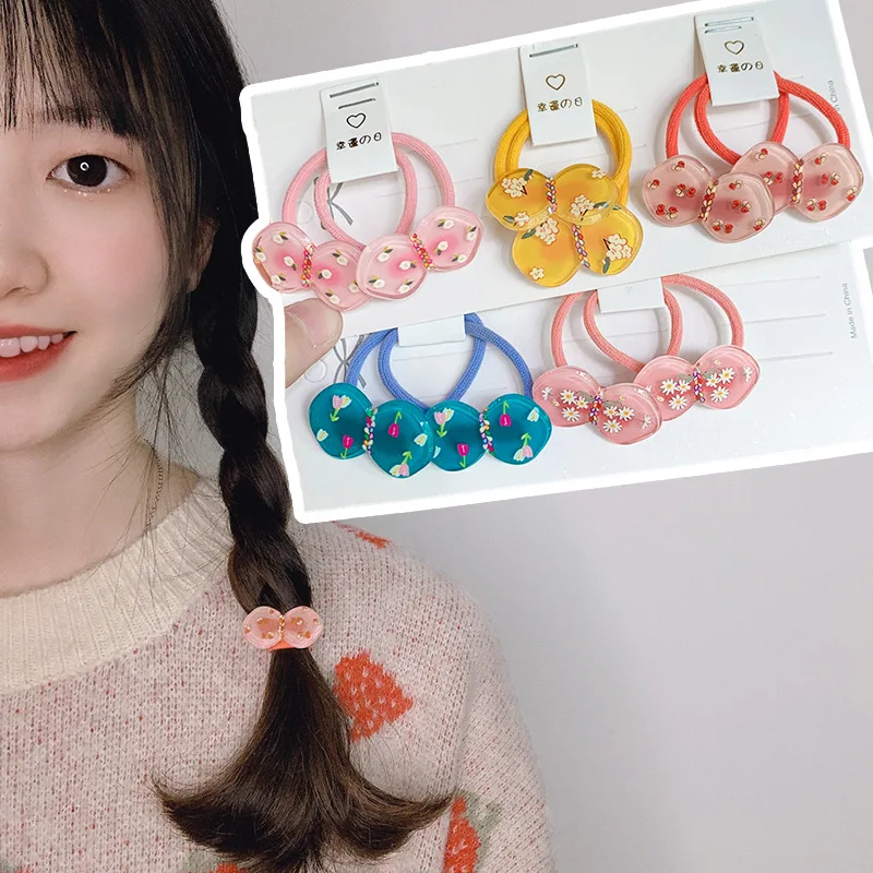 

Милые корейские эластичные резинки для волос с бантом Kawai, 2 шт., резинки для волос для девочек, детей, детские резинки для волос Kawai, резинки д...