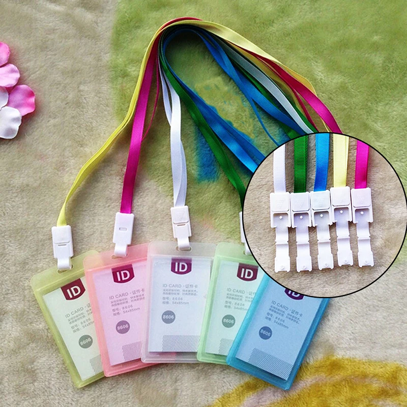

1PC Plastic Id Holders Case Business Badge Card Holder with Necklace Lanyard