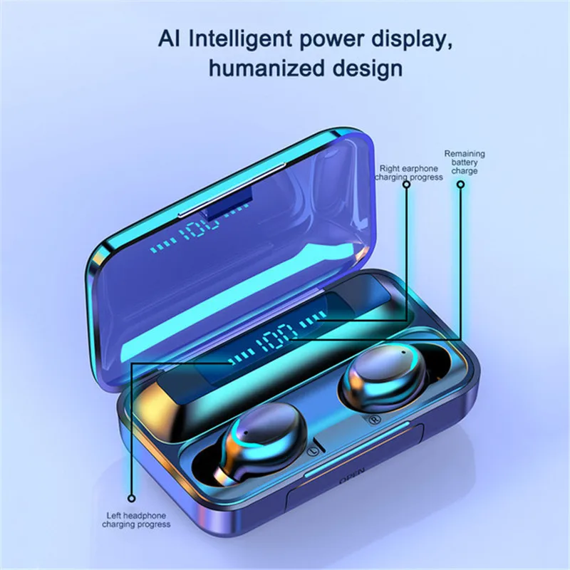

earphone bluetooth wireless headphones with 2200mAh Charging Box sport mini headset with microphone earbuds for mobile phone