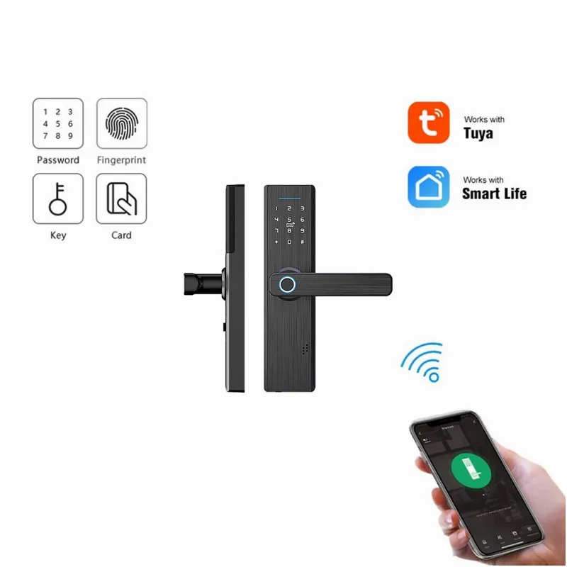 

Смарт-замок дверной Tuya с Wi-Fi и сканером отпечатков пальцев