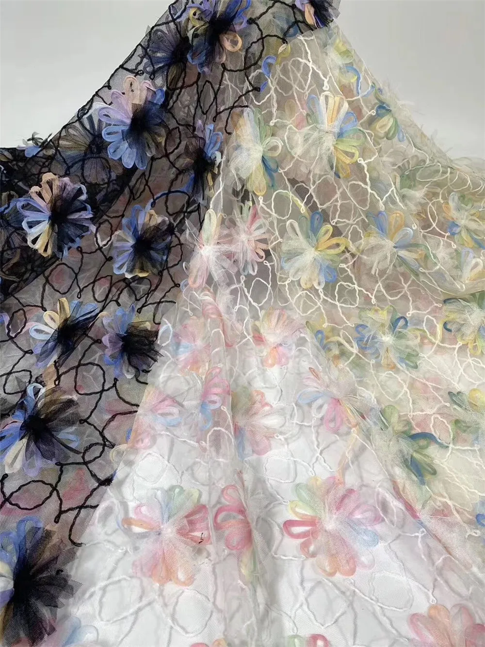 

Cheap High Quality African Lace Fabric French Tulle Lace Fabric 5 Yards Wedding Dress Nigerian Lace Fabric Sewing White Black AD