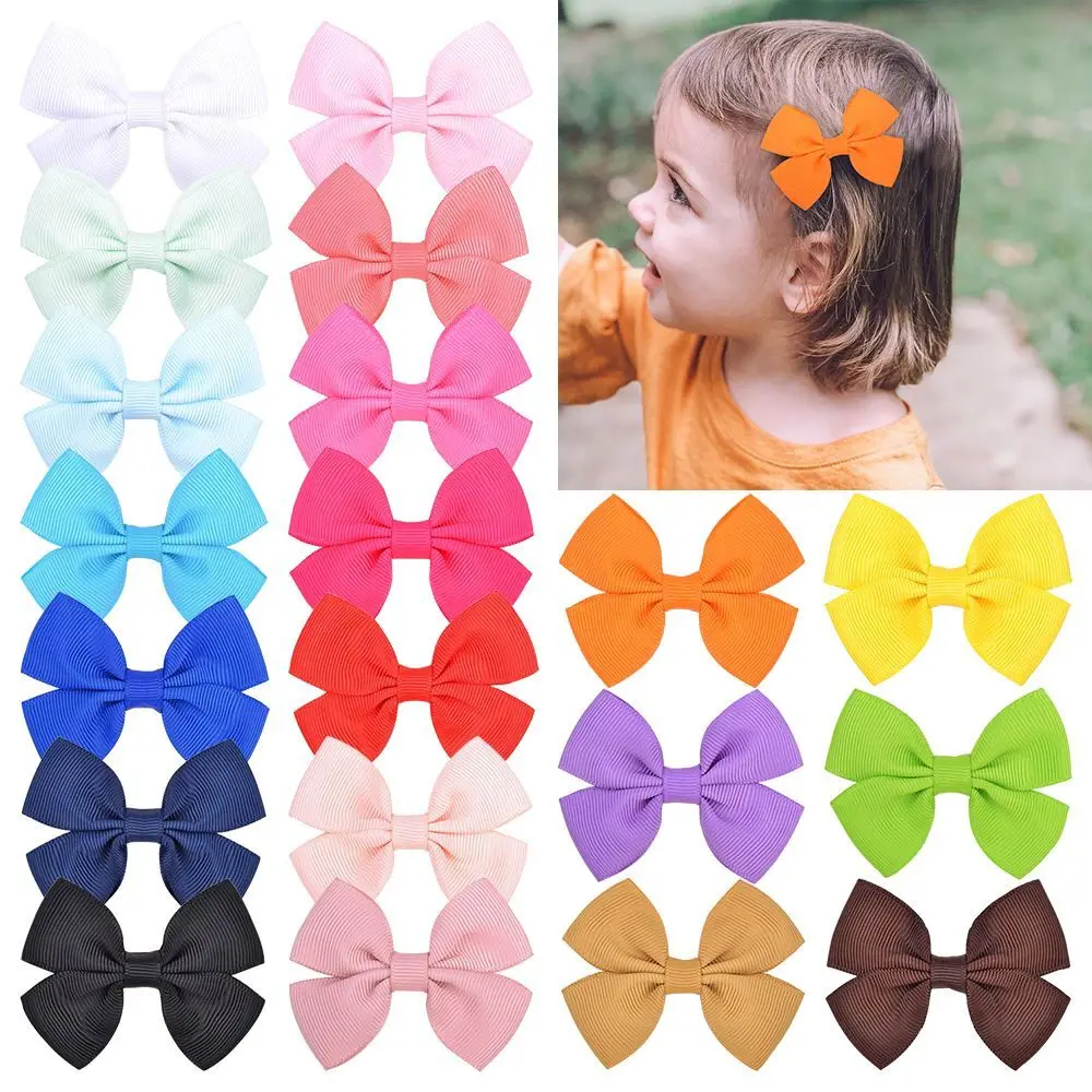 

120pc/lot 2.6inch Baby Girl Boutique Solid Grosgrain Ribbon Hair Bow With Alligator Clips Kid Headwear Girls Hairpins Barrettes