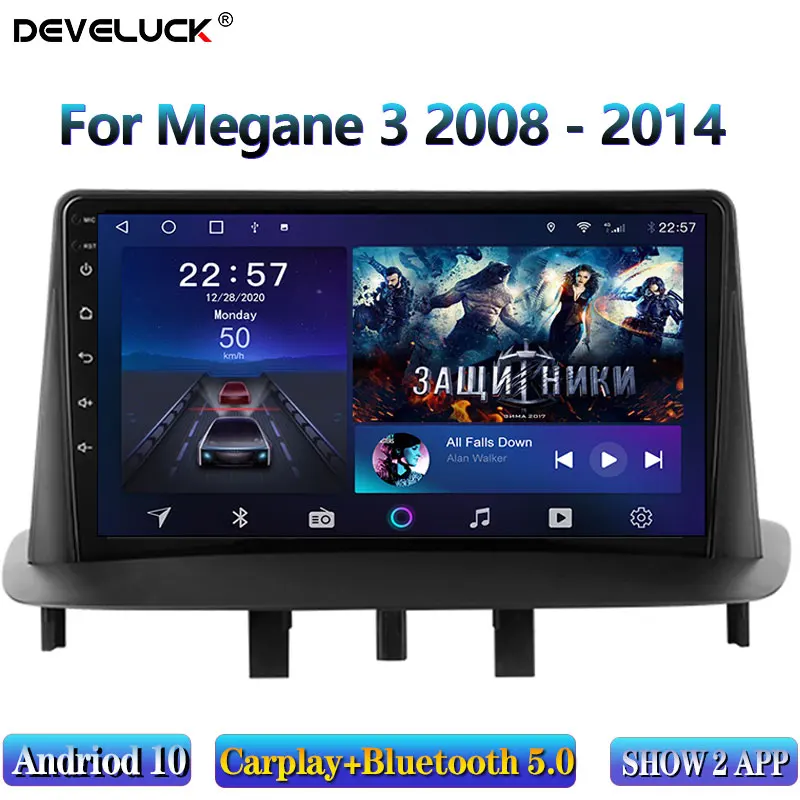 Автомагнитола 2din на Android 10, мультимедийный видеоплеер для Renault Megane 3 Fluence 2008 2010, 2011, 2012, 2013, 2014, GPS навигация, DVD