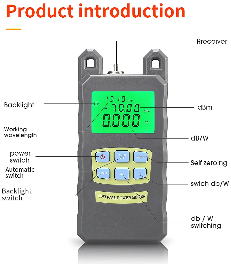 

AUA-70A Optical Power Meter -70dBm~+10dBm Fiber Optical Cable Tester
