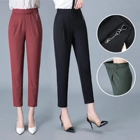 summer pants women long pant casual elastic trousers big size pockets show thin loose waist multicolor new pant office clothes