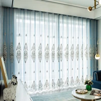 high end european curtains for living dining room bedroom style light luxury exquisite embroidered window screen blue curtains
