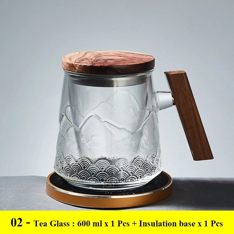 

Heat-resistant tea-water separation tea glass with lid large-capacity filter flower tea cup office cup 210401-02