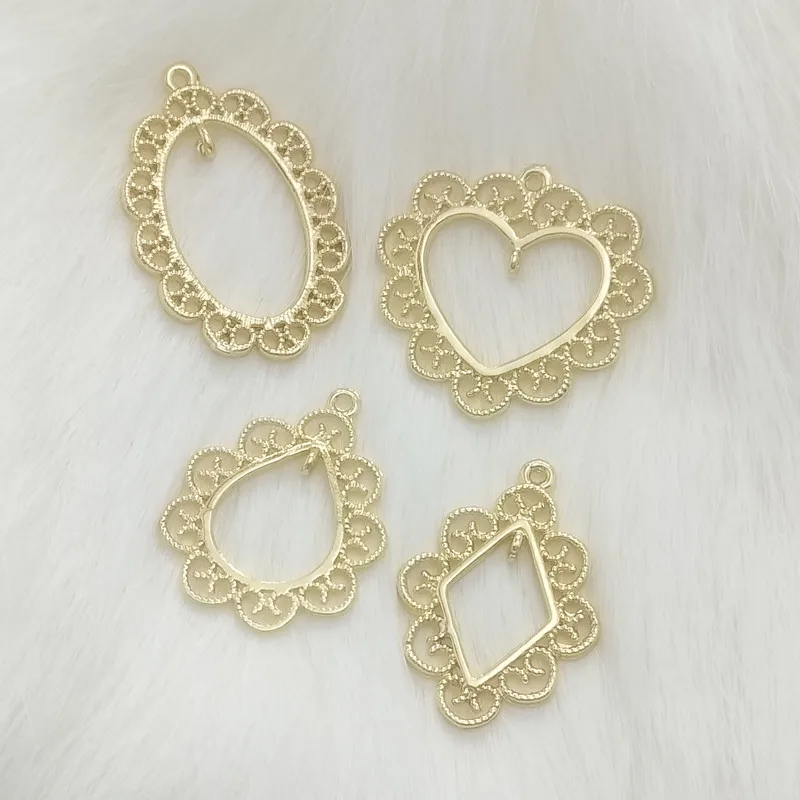 

10Pcs Golden Zinc Alloy Charms Heart Drop Shape Baroque Earring Pendant For Diy Jewelry Making Women Dangle Earrings Accessories
