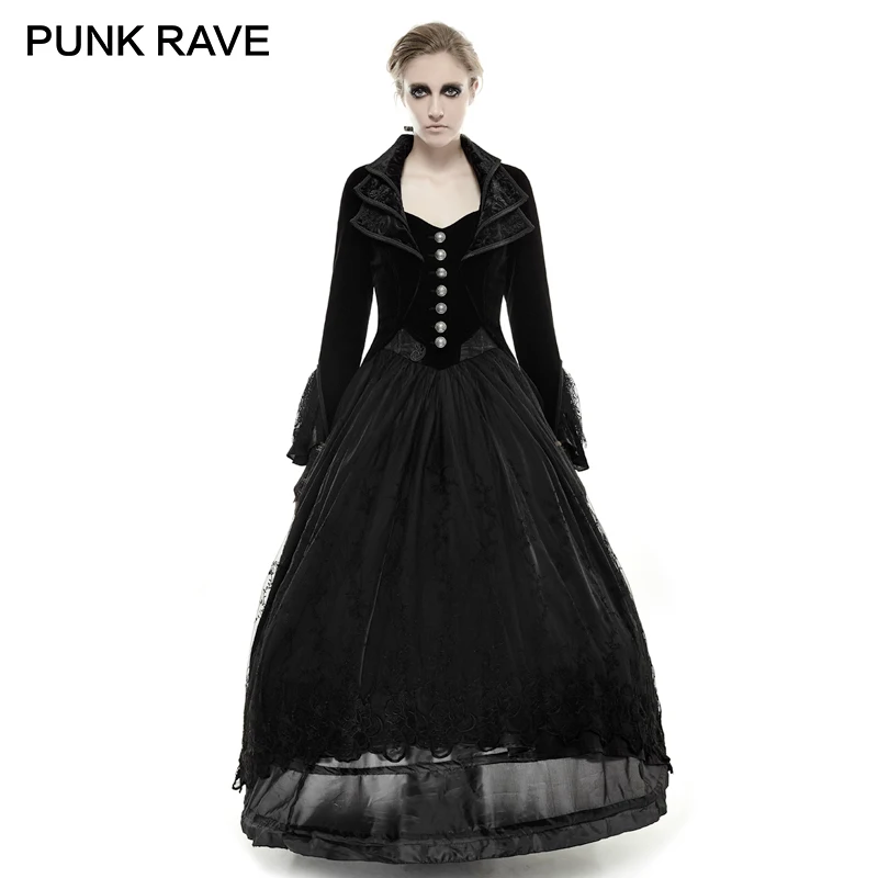 Женский жаккардовый пиджак в стиле панк-рейв черный Винтажный Длинный с длинным