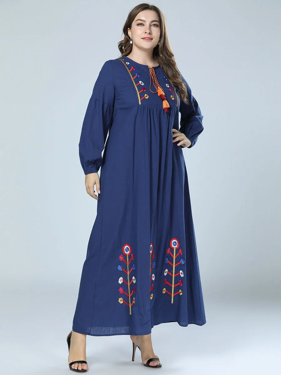 Арабское цветочное печатное kebaya мусульманское женское с буфами-длинными