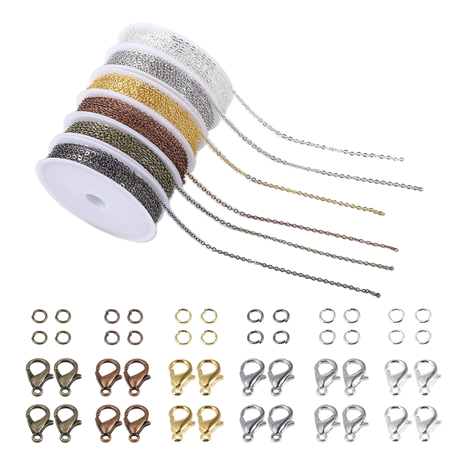 

6 Colors Necklace Chains Jewelry Making Chains with 6 Colors Open Jump Rings And