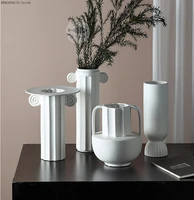 white ceramic roman column vase nordic home decoration accessories creative simple personality unique desktop decoration vase