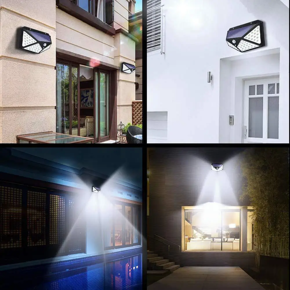 

Solar Lights Outdoor Motion Sensor Security Solar Power Lights 100 LED Waterproof Wireless Wall Lights With 3 Intelligent Modes