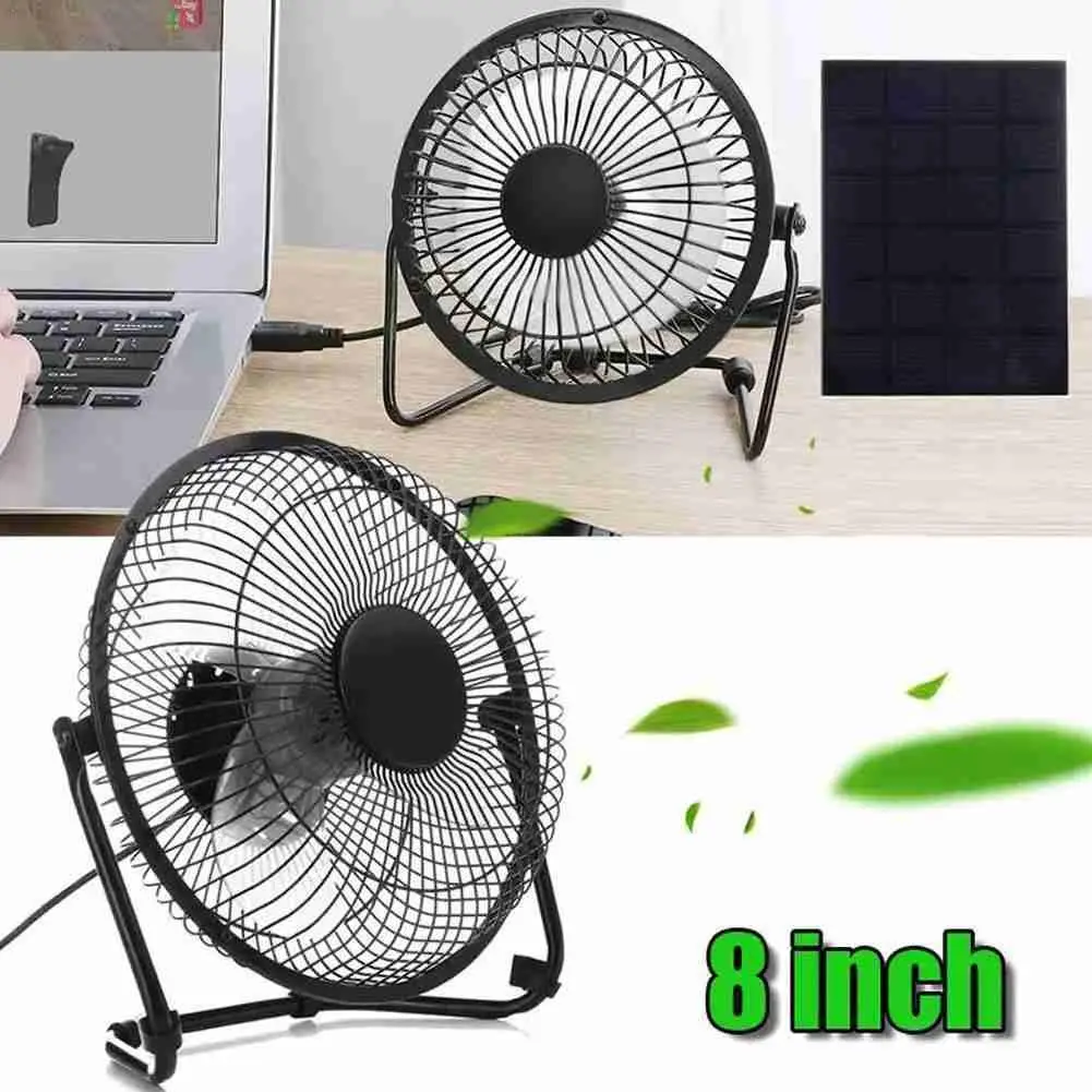 

6V Solar Powered Panel 4/6/8 Inch USB Cooling Fan Power Bank Fan For Home Office Outdoor Traveling Cooling Ventilation Fan